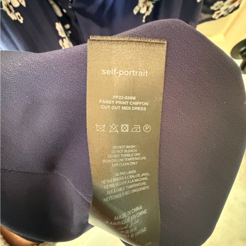 Self-Portrait Navy Floral Long Sleeve Dress - Picture 7 of 8